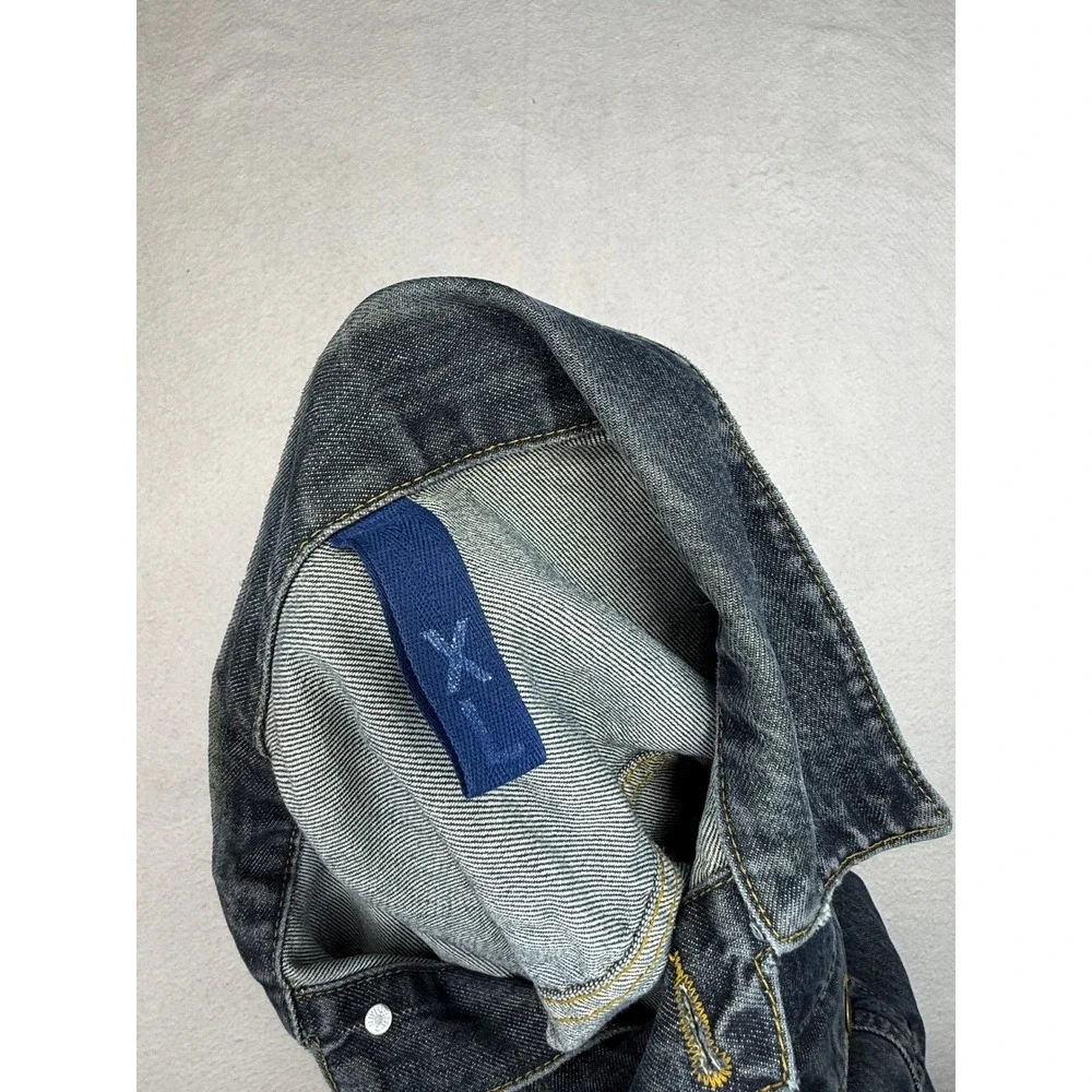 HM Divided Mens Denim Trucker Jacket Dark Wash Black Cotton XL Classic Casual